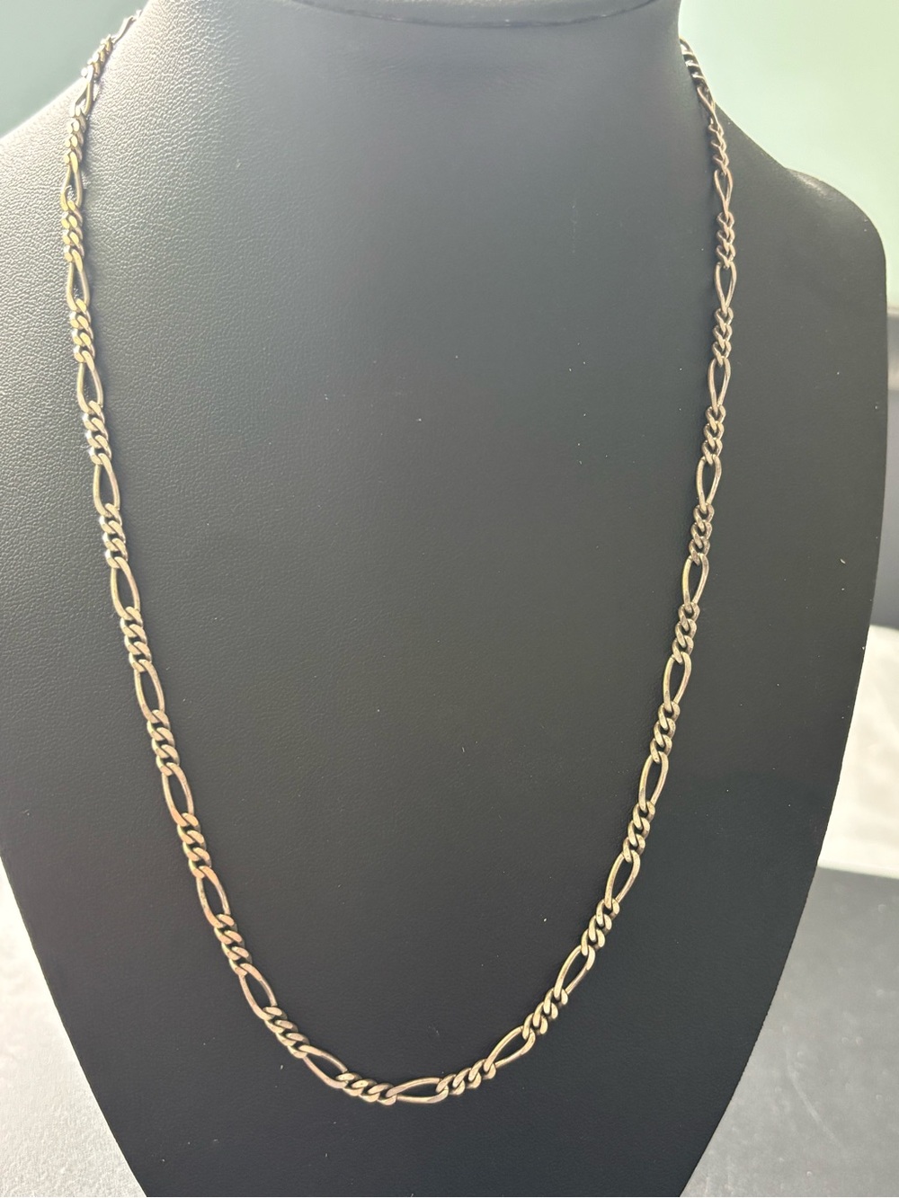 .925 sterling silver FIGARO CHAIN LINK NECKLACE thick lobster clasp UNISEX 19”